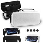 FUNLAB Accessories Case for PS Portal，Portable Carrying playstation portal Bag for PS5 Portal with Silicone Protective Cover, Screen Protector, 4 Thumb Grips - White