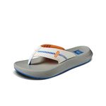 REEF Swellsole Cruiser Men's Recovery Flip Flop, Enhanced Arch Support, Water Friendly, Blue/White/Orange, 7