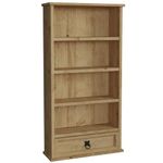 Vida Designs Corona Bookcase, 1 Drawer, Blu-ray/CD Rack, Solid Pine Wood