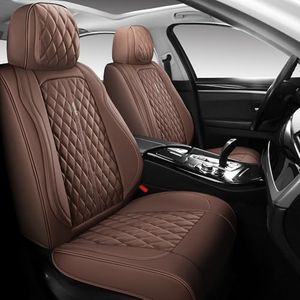 NUNIVAK Full Coverage Leather Car Seat Covers Full Set,Wateroroof Seat Covers for Cars,Trucks,Sedans,Luxury Brown Seat Cover,Car Seat Protector,5 Seats Car Seat Cushion