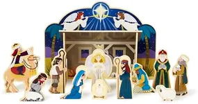 Melissa & Doug Classic Wooden Christmas Nativity Set With 4-Piece Stable and 11 Figures