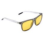 Eyewearlabs OKNO | Polarized Night Driving Yellow Full Rim Square Branded Stylish Sunglasses For Men & Women | 100% UV Protection Shades | Cricket Sports Cycling Driving | Medium | Barkley