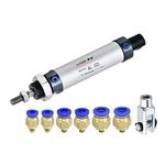 uxcell Pneumatic Air Cylinder 16mm Bore 25mm Stroke with Y Connector and Quick Fittings, MAL 16x25, for Automatic Equipment