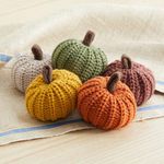 Mini knit pumpkins set of 5, hygge decor, cozy gifts for women, autumn bowl fillers fall farmhouse tiered tray decor, decorative pumpkins for fall (Mini Knit Autumn 5)