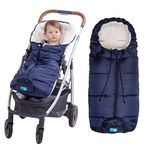 Yobee Universal Cozy Fleece Stroller Footmuff, Winter Outdoor Tour Waterproof Baby Sleeping Bag, Anti-Slip, Adaptable for Almost Stroller, Pram, Navy