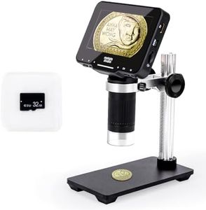 Matatastudio M2B 1000X Digital Microscope with 4.3'' LCD Screen, 1080P Coin Magnifier, 8 LED Lights, Support Photo&Video, Adjustable Metal Stand, Large TV View via HDMI, 32GB SD Card Included
