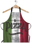 WONDERTIFY Pizza Apron,Best in Town Pizzeria Retro Poster on Grunge Backgrounds Green White Red Bib Apron with Adjustable Neck for Men Women,Suitable for Kitchen Cooking Chef Grill Bistro BBQ Apron