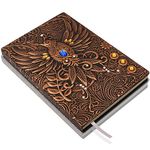 Phoenix Leather Journal Notebook - 3D Handmade Vintage Phoenix Journals Travel Diary with Lined Paper Cool Leather Sketchbook Writing Journals Phoenix Gift for Women & Men & Nerdy (A5, Red Bronze)