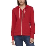 Tommy Hilfiger Women's Zip-up Hoodie – Classic Sweatshirt with Drawstrings and Hood, Scarlet, Large