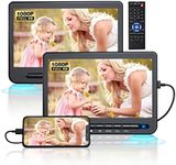 DESOBRY 10.50" Portable DVD Player for Car,Car DVD Player Dual Screen with 1080P HD HDMI Input, 5 Hour Rechargeable Battery,Mounting Bracket, Region Free(1 Player+1 Monitor)