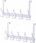 Encozy Over The Door Hooks,Coat Rack for Hanging Clothes Hat Towel (Heavy Duty White 2pcs)