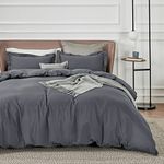 Bedsure Dark Grey Duvet Cover Queen Size - Soft Double Brushed Duvet Cover for Kids with Zipper Closure, 3 Pieces, Includes 1 Duvet Cover (90"x90") & 2 Pillow Shams, NO Comforter