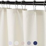 LinTimes Cream Shower Curtain, Shower Curtains Modern Bathroom Curtains Bath Curtain Water Resistant Bathtub Shower Curtains Waffle Pattern Curtains with Button Holes, 72" W x 78" L, Cream, 1 Panel