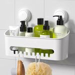Nyarra Vacuum Suction Shower Caddy for Bathroom Hanging - Drill-Free Installation, Removable, Suction Shelf for Bedroom - Wall Mount Storage Baskets for Kitchen - Shampoo Rack, Toiletries Holder