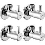 ALTON ALT2025, Brass Angle Valve With Wall Flange, Chrome (4-Piece Set)