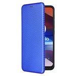 SHIEID Wallet Case for Blackview A70 2021 Carbon Case, has Kickstand function and Card Slots with Magnetic Buckle Phone, Carbon fiber Phone Case Compatible with Blackview A70 2021-Blue