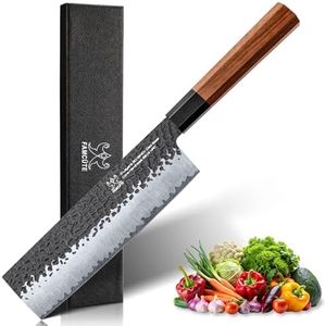 FAMCÜTE 7 inch Nakiri Knife, 3 Layer 9CR18MOV Clad Steel w/octagon Handle Cleaver Knife for Cut Vegetables Cut Meat & Fish Fruits