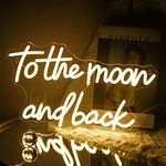 Ineonlife To The Moon and Back Neon Sign Warm White LED Light Up Signs for Wall Decor USB Moon Neon Light Signs for Wedding Wall Art Kid's Room Home Party Gift