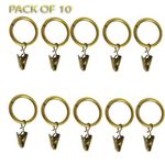 Pack Of 10 Metal Curtain Rings with clips Pole Rod Voile Net Curtain Drapery Rings Pole Rod Hanging Rings With Hooks (Antique Brass)