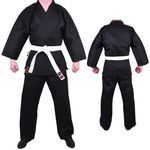 MAR | Black Karate Gi with FREE belt, Traditional Student Uniform, Martial Arts Uniform, Kids Karate Suit | Men & Women; Kids & Adult Sizes | 8oz Fabric Suit + FREE BELT (6/190)