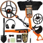 VEVOR Waterproof Metal Detector, 12" Coil, Professional Rechargeable Gold Detector, 39-50 in Adjustable with LCD 7 Modes Advanced DSP Chip Bluetooth Headset, IP68 for Detecting Gold Treasure Hunting