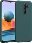 LOXXO® Case for Redmi Note 8 Pro, Case Cover with Liquid Silicone, Comfortable Grip, Screen & Camera Protection, Velvety-Soft Lining, Shock-Absorbing for Redmi Note 8 Pro, Forest Green