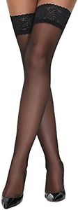 Lidogirl Lace Top Thigh High Stocking, Luxury Black, One Size