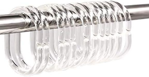 Qulable 24 pcs Shower Curtain Rings Plastic Curtain C Rings Hook Hanger Bath Drape Loop Clip Glide Bathroom Shower Window Rod Clear