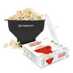 Collapsible Silicone Microwave Hot Air Popcorn Popper Bowl With Lid and Handles - Black