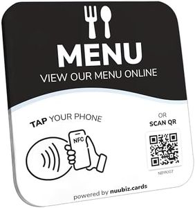NFC Menu QR Code Plate with Stand or Adhesive – Menu QR Code Holder, Restaurant QR Code Stand, No App or Subscription, Tap or Scan to View Menu, Works with Existing Menu Link