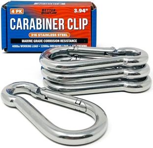 Stainless Steel Carabiner Clip, 4 Pack, 316 Marine Grade, Heavy Duty Spring Snap Hooks, Mini and Large Sizes, 2" to 4" Options, 3.94" Clips