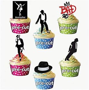 Paquet de 12 décorations pour petits gâteaux ou gâteaux de fêtes sur le thème de Michael Jackson