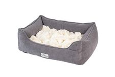 PetFusion Calming Cuddler Dog Bed & Cat Bed | Anti-Anxiety Memory Foam Dog Bed for Small Dogs, Cats | Loose Blanket Promotes Burrowing & Kneading - Medium (76 x 61cm)