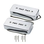 FLEOR Alnico 5 Single Coil Pickup Soap Bar Pickups Chrome P90 Neck & Bridge Pickup Set