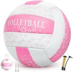 Pink Volleyball Size 5, Official Size Volley Ball with Pump for Womens, Girls, Mens, Youth, Teen and Adult, Soft Volleyball Ball for Outdoor Indoor, Beach, Swimming Pool, Water and Sand