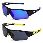 Zuimei 2 Pack Mens Sunglasses Polarized Sports Sunglasses for Men Women UV400 Protection Sporty Style Driving Cycling Fishing Golf Motorcycle Outdoor Glasses