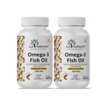 La Nature's Omega 3 Fish Oil 120 Capsules- 1000Mg, High-Potency 180Mg Epa & 120Mg Dha Lemon-Flavored Softgels For Heart, Brain, Joints, Eyes, And Skin For Adults Pack Of 2