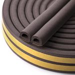 AJAGIYA STORE Door Seal D-Type Strip Weather Stripping Self Adhesive Foam for Doors and Windows, Soundproofing Weatherstrip Gap Collision Avoidance 6 Meter (Brown, 6 Meter - Pack of 2)