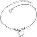 JINJIASC Ankle Bracelets For Women 925 Sterling Silver Indian Heart Love Beaded Anklets for women (love)