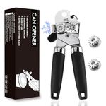 Shusui Manual Stainless Steel Can Opener That Work, Heavy Duty Tin Opener with Non-Slip Grip Suitable for Elderly with Arthritic Hands, Smooth Edge, Long Performance with 2 Extra Replacement Blades