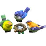 Miniature Birds 4 Pack Tiny Birds Little Tit Mini Resin Animals Figures Fairy Garden Accessories Plastic Birds Figurines Small Garden Ornaments Outdoor Decor Robin Gifts Statue Decorations Colorful