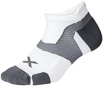 2XU Unisex Vectr Cushion No Show Socks - Provides Advanced Support for Running - White/Grey - Size Large