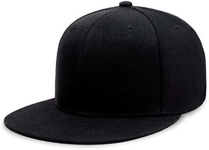 CHCHOK.LIDS Flat Bill Visor Classic Snapback Hat Blank Adjustable Brim High Top End Trendy Color Style Plain Tone Baseball Cap (Black)