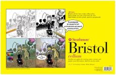 Strathmore 300 Series Bristol Paper Pad, Vellum, Tape Bound, 11x17 inches, 24 Sheets (100lb/270g) - Artist Paper for Adults and Students - Charcoal, Pen and Ink, Marker, and Pastel
