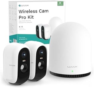 WUUK 2K Security Cameras Wireless Outdoor System, 2-Cams Kit, Homebase Support Up to 8 Cams, Home Cam with 240 Days Battery Life, AI Humanoid Alert, Compatible with Alexa/Google, IFTTT, No Monthly Fee