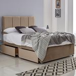 ComfoRest - Elegant 4FT Small Double Divan Bed with Mattress and Storage - Deluxe 4FT Bed and Mattress Set - Stylish Small Double Bed Frame with Drawers & Headboard (Mink Plush)