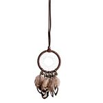 Motozoop® Metal Car Dream Catcher Car Dashboard Accessories Car Hanging Home Decorative Wall Hanging Good Vibe Showpiece Interior Accessories (Black and White Strips Feather)