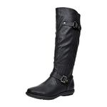 DREAM PAIRS Women's Faux Fur-Lined Knee High Fall Riding Boots,Size 9, Black,Trace