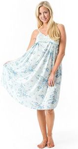 Casual Nights Women's Floral Satin Lace Camisole Nightgown - Light Blue - XX-Large