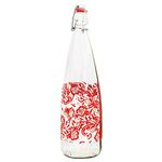 MACHAK Printed Glass Water Bottle With Cork For Home Decoration (1 Pc, Redflow)